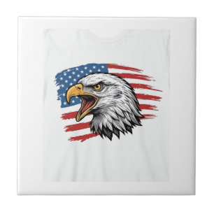 Vintage-Adler-Flagge Patriotisches Vektor-Shirt-De Fliese