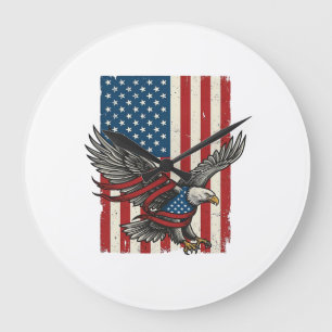 Vintage-Adler-Flagge Vektor Patriotisches-Shirt-De Große Wanduhr