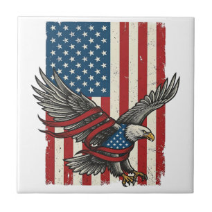 Vintage-Adler-Flagge Vektor Patriotisches T-Shirt  Fliese