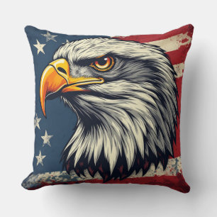 Vintage Adler mit amerikanischer Flagge – Retro-US Kissen