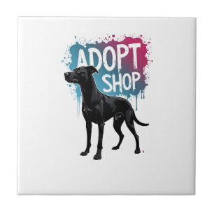 Vintage Adoptiere Nicht Kaufen Hund Graffiti Rettu Fliese