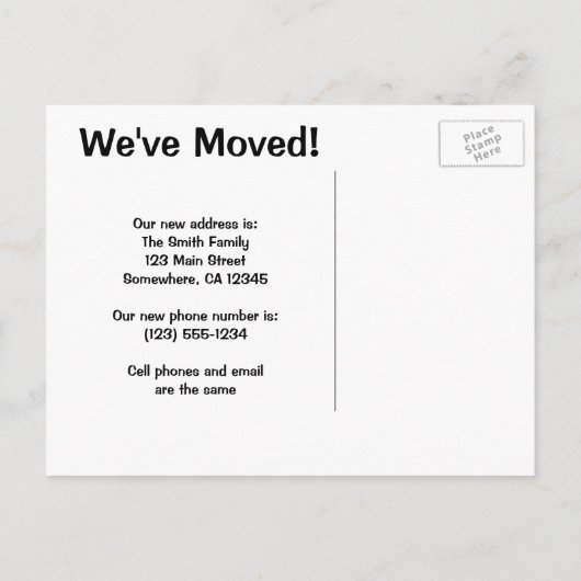 Vintage Adressänderung, Freiheitsstatue NYC Ankündigungspostkarte (Rückseite)