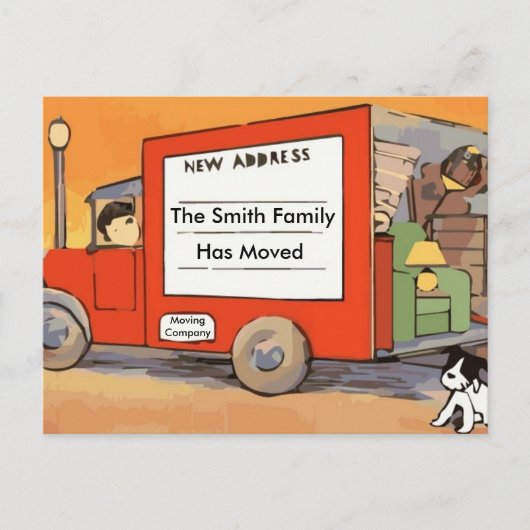 Vintage Adressenänderung bei Umzug Ankündigungspostkarte (Vorderseite)