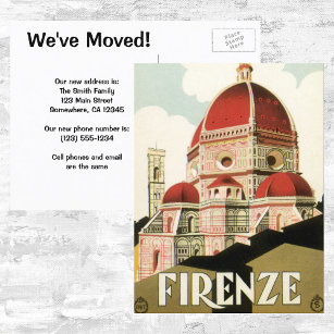 Vintage Adressenänderung Florenz Italien Kathedral Ankündigungspostkarte