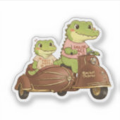 Vintage Adventure Crocodiles on Scooter Sticker (Vorderseite)