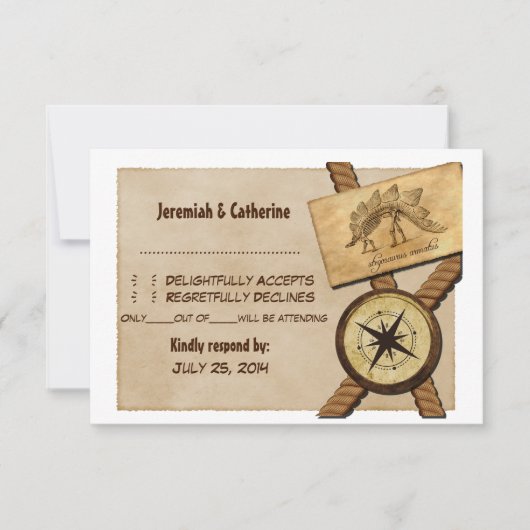 Vintage Adventure Wedding Response Card v4 Einladung (Vorderseite)