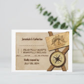 Vintage Adventure Wedding Response Card v4 Einladung (Stehend Vorderseite)