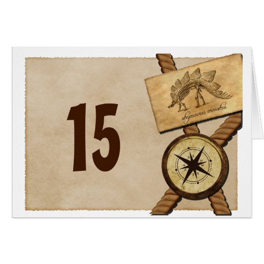 Vintage Adventure Wedding Tischnummer Card (Vorderseite (Horizontal))