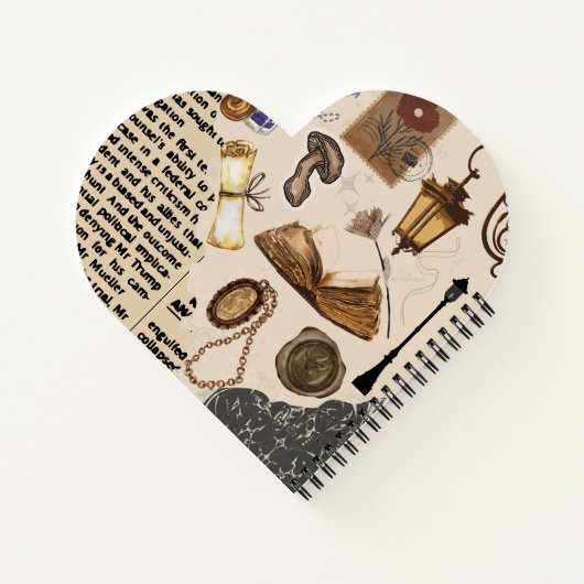 Vintage Aesthetic heart shaped Notebook Notizblock (Rückseite)