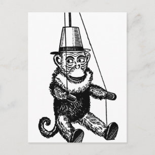 Vintage-Affe an einer Schnur Postkarte
