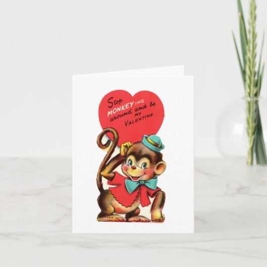 Vintage-Affe zum Valentinstag Karte (Vorderseite)