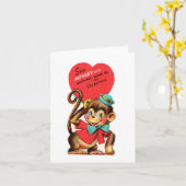 Vintage-Affe zum Valentinstag Karte (Gelbe Blume)