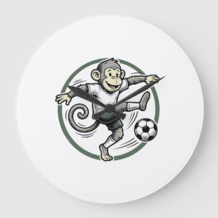 Vintage-Affen-Fußballspieler-Gravur-Shirt-Design Große Wanduhr