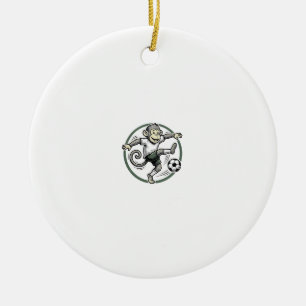 Vintage-Affen-Fußballspieler-Gravur-Shirt-Design Keramik Ornament