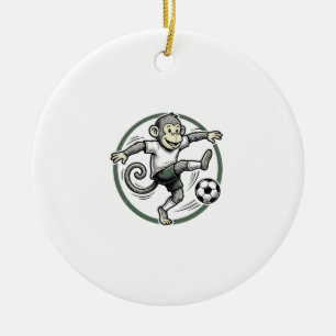 Vintage-Affen-Fußballspieler-Gravur-Shirt-Design Keramik Ornament