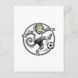Vintage-Affen-Fußballspieler-Gravur-Shirt-Design Postkarte