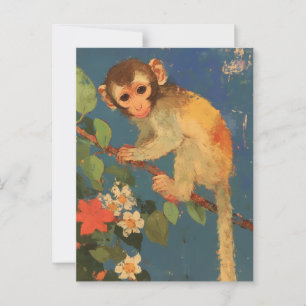 Vintage-Affenmalerei-Postkarte Postkarte