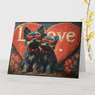 Vintage-Affenpinscher-Paar Liebe - Retro-Romantik Karte