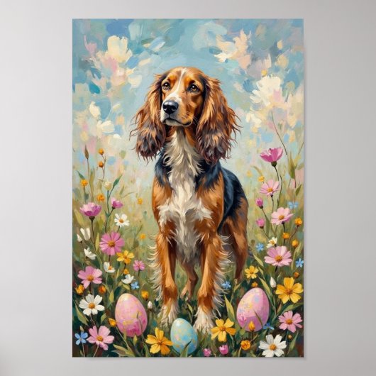 Vintage Afghan Hound Easter Meadow Art Poster (Vorne)