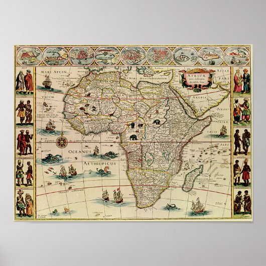 Vintage Afrika-Karte der 1660er Poster (Vorne)