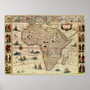 Vintage Afrika-Karte der 1660er Poster