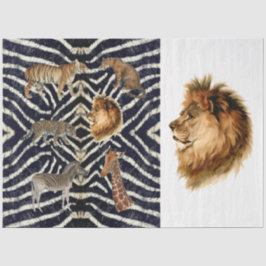 Vintage Afrika Karte Lion Botanische Dekoupage Seidenpapier