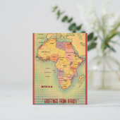 Vintage-Afrika-Karte Postkarte (Stehend Vorderseite)
