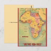 Vintage-Afrika-Karte Postkarte (Vorne/Hinten)