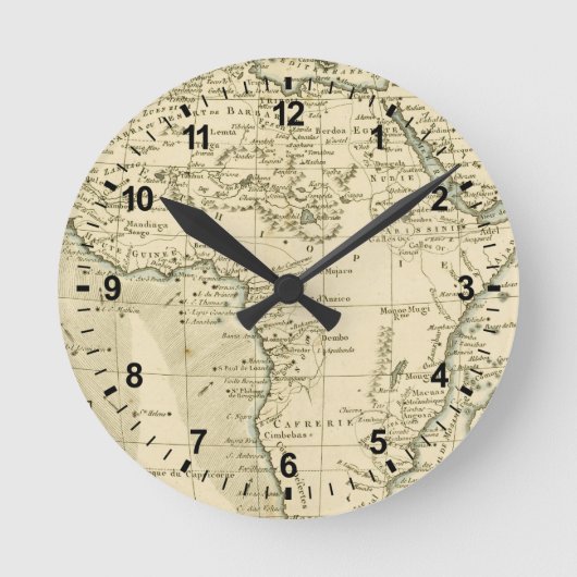 Vintage Afrika-Karte Runde Wanduhr (Vorderseite)