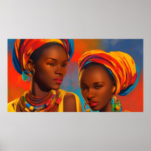 Vintage-Afrika-Kunst Farbige afrikanische Frauen  Poster