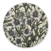 Vintage afrikanische Lily-Blume Keramikknauf (Vorderseite)