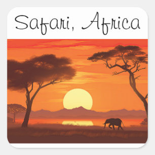 Vintage Afrikanische Safari Quadratischer Aufkleber