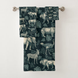 Vintage afrikanische Safari-Tiere Badhandtuch Set