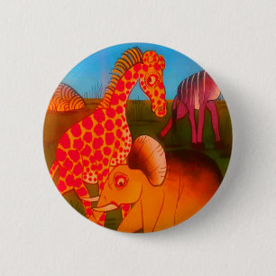 Vintage afrikanische Wildtierfarben Button