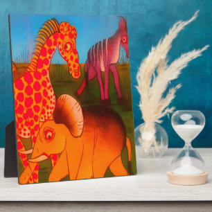 Vintage afrikanische Wildtierfarben Fotoplatte