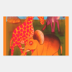 Vintage afrikanische Wildtierfarben Rechteckiger Aufkleber