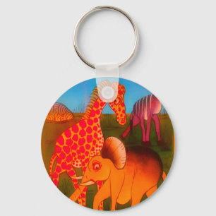 Vintage afrikanische Wildtierfarben Schlüsselanhänger