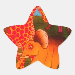 Vintage afrikanische Wildtierfarben Stern-Aufkleber
