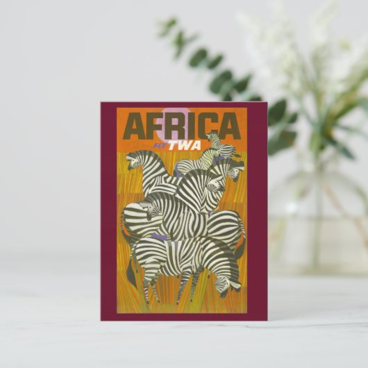 Vintage Afrikanische Zebra Travel Postcard Postkarte (Stehend Vorderseite)