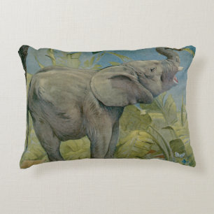 Vintage Afrikanischer Elefant im Dschungel, EJ Det Dekokissen