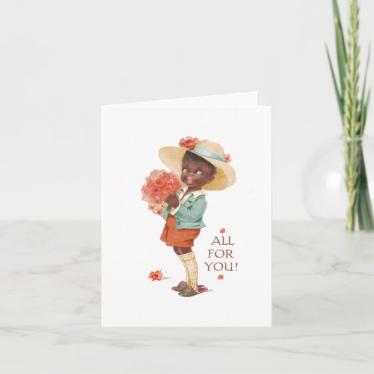 Vintage Afro American Child Note Card Dankeskarte (Vorderseite)