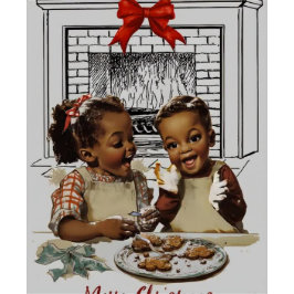 Vintage afroamerikanische Weihnachtskarte Feiertagskarte