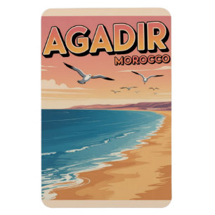 Vintage Agadir Stadtstrand Marokko Reiseandenken Magnet