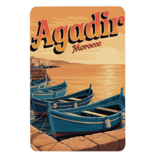 Vintage Agadir Stadtstrand Marokko Reiseandenken Magnet