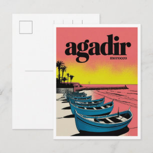 Vintage Agadir Stadtstrand Marokko Reiseandenken Postkarte