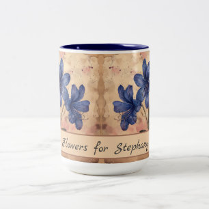 Vintage Agapanthus-Blume Retro Rustikale Wasserfar Zweifarbige Tasse