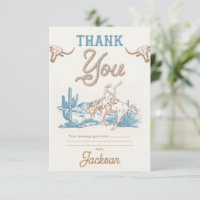 Vintage-Agave-Blau-Grün-Cowboy-Dankeschön-Karte