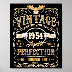 Vintage Aged To Perfektion 1954 Birthday TShirt Poster