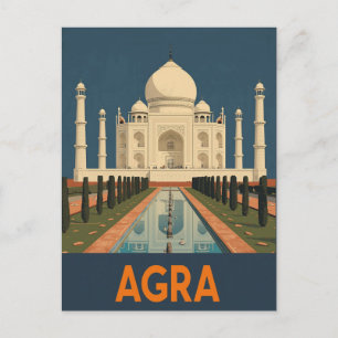 Vintage Agra Indien Reiseplakat Taj Mahal Postkarte