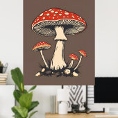 Vintage agrarische Pilze im Erdgeschoss Poster (Heimbüro)